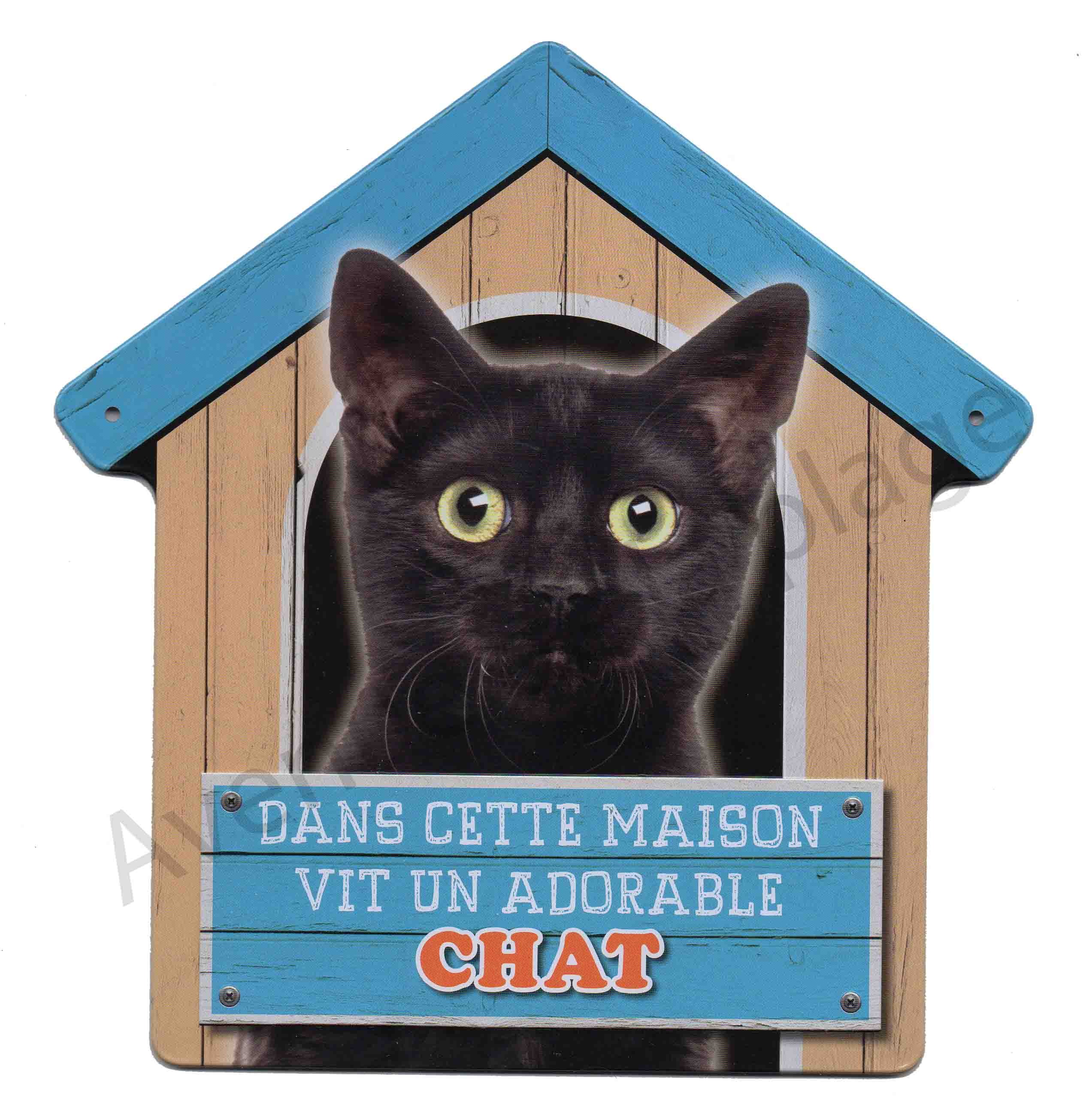 Pancarte Dans Cette Maison Vit Un Adorable Chat Noir