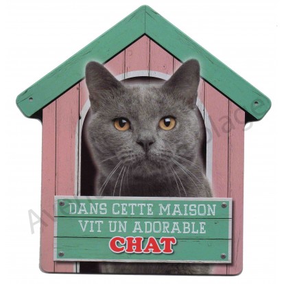 Pancarte Dans Cette Maison Vit Un Adorable Chat Gris