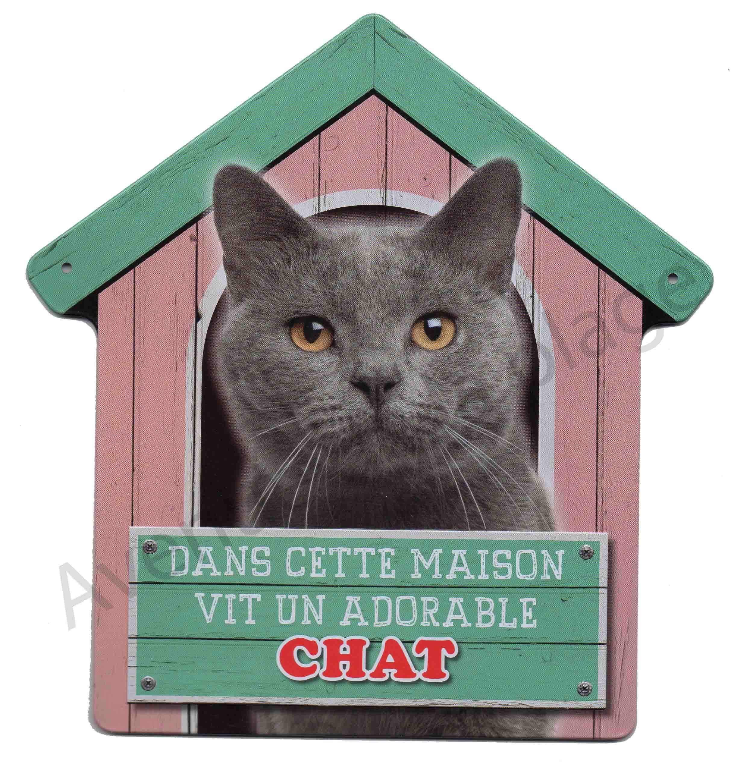 Pancarte Dans Cette Maison Vit Un Adorable Chat Gris