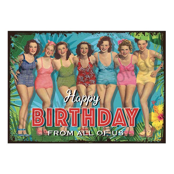 Plaque Carton Vintage Pin Up Happy Birthday Deco Anniversaire