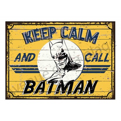 Plaque carton vintage Keep calm and call batman, décoration comics