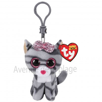 Peluche Ty Beanie Boo S Porte Cle Kiki Le Chat Gris