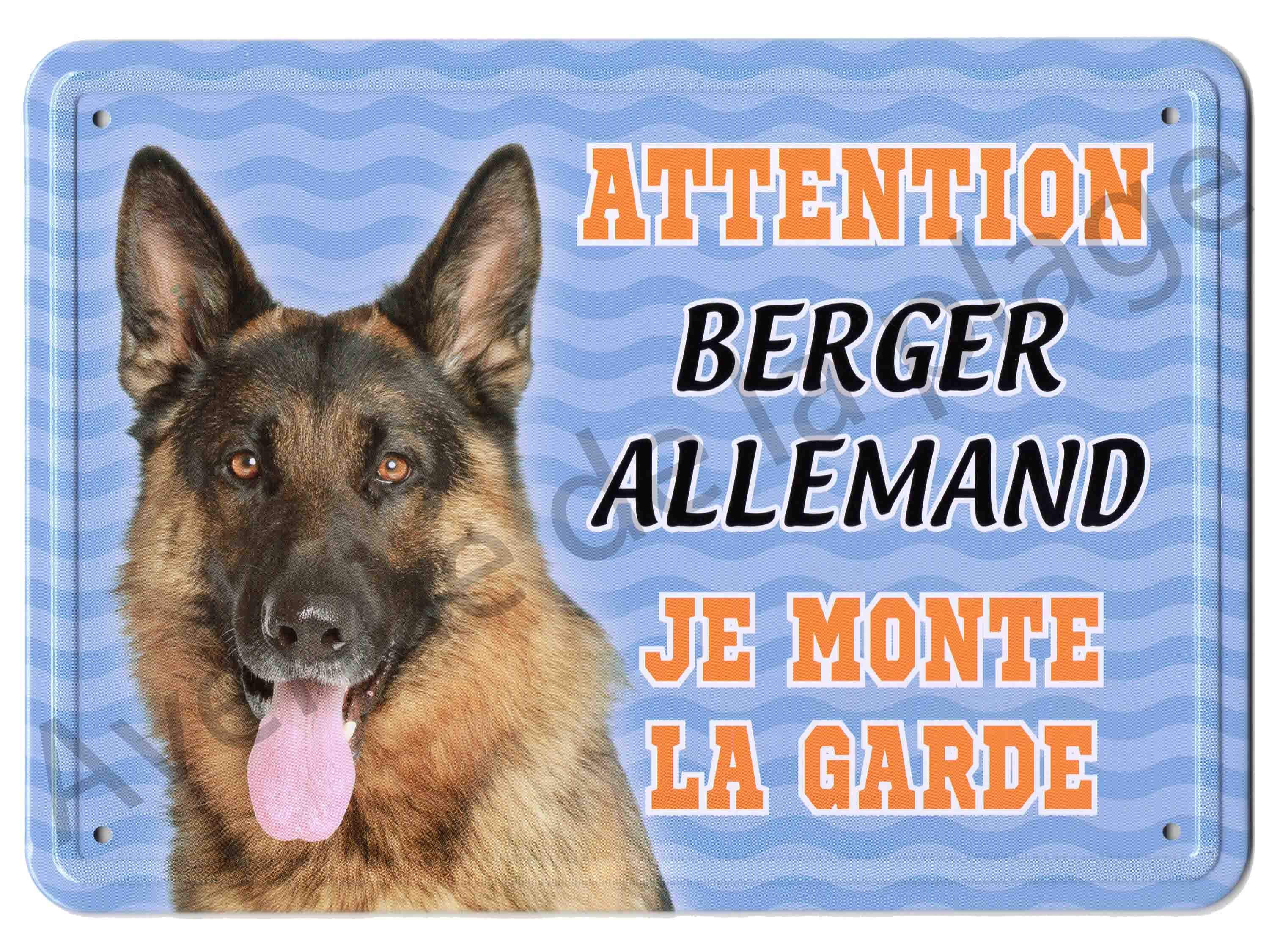 Pancarte Métal Attention Au Chien Berger Allemand